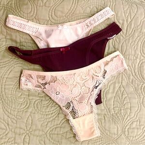 Set of Three Lace and Cotton Thongs - new!